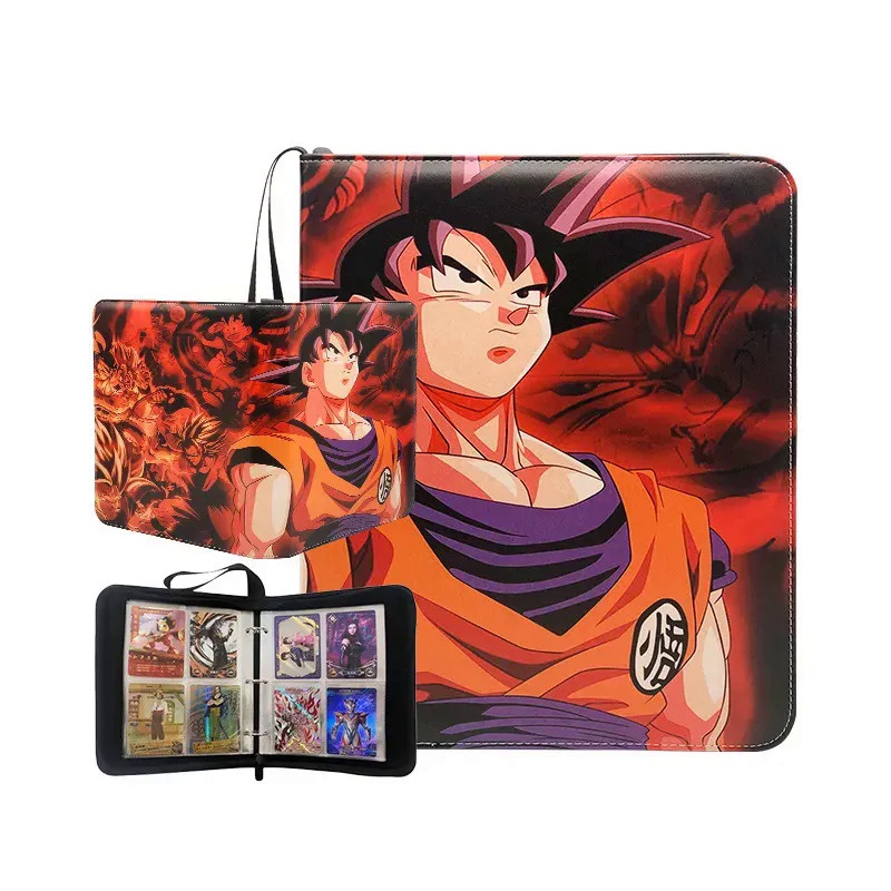 3x3 900 Pcs Kartu Holder Dragon Ball Anime Game Binder Card Holder Kelas Atas Bahan PU Son Goku Kakarotto Zipper Album Buku Kapasitas Koleksi Folder Mainan Anak Hadiah