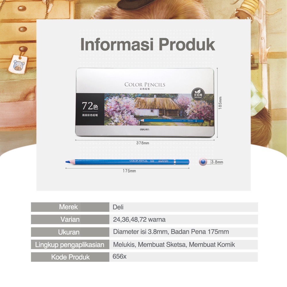 

Deli Pensil Warna HighGrade Minyak/Oil Pencil Color 72 Warna - 6568 RB9
