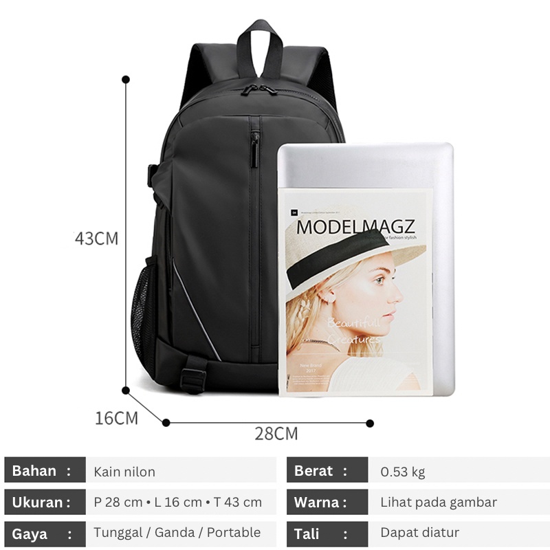 Highland Tas Casual Pria Backpack Waterproof Sekolah Kerja Tas Ransel Punggung Multifungsi Waterproof TR707