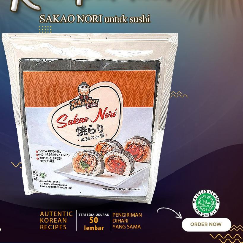 

✾ Sakao Nori Isi 50 Lembar Untuk Kimbab Sushi Kimbab Korea Sakao Nori ➧