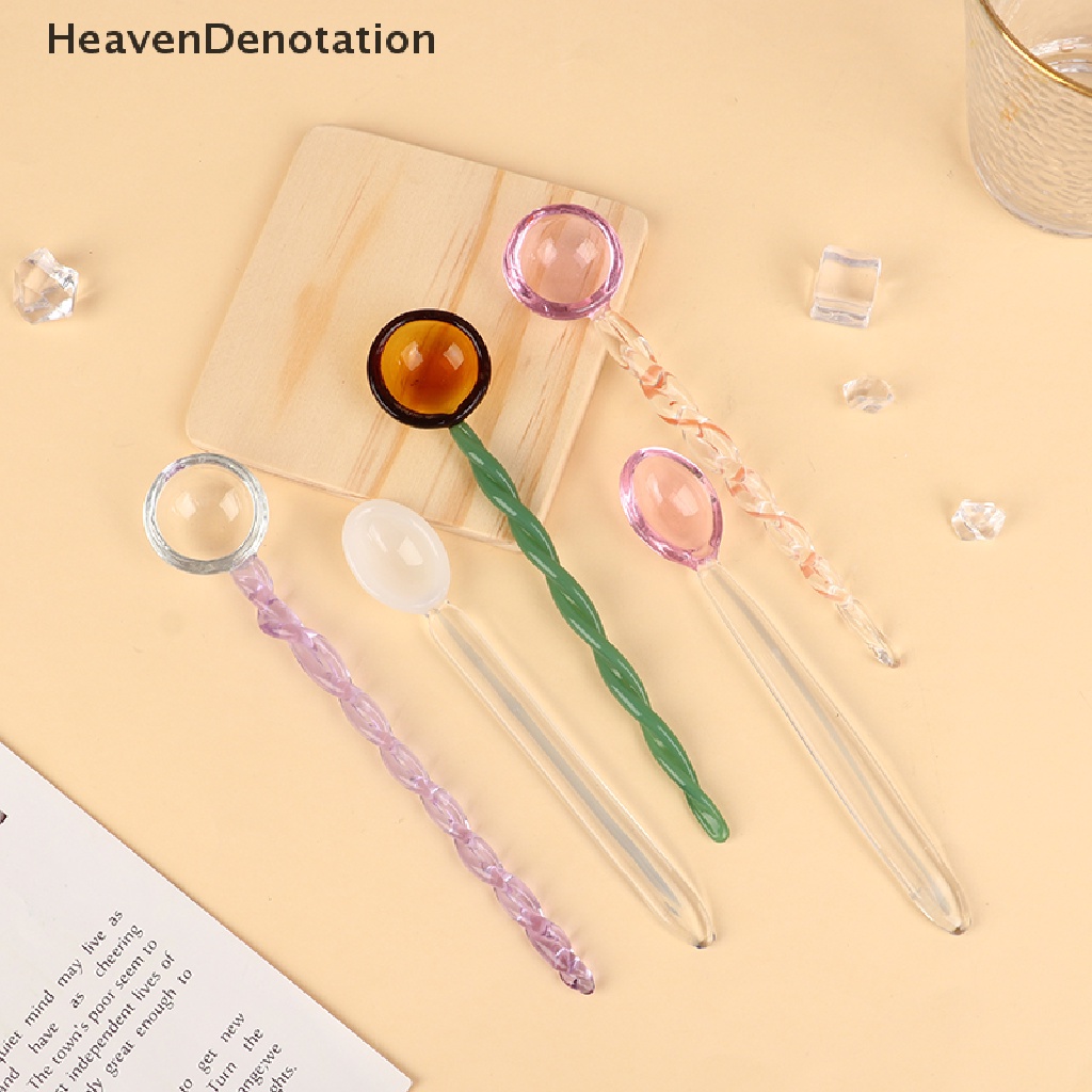 [HeavenDenotation] 1pc Sendok Pengaduk Kopi Lucu Permen Dessert Spoon Stained Glass Sendok Spiral HDV