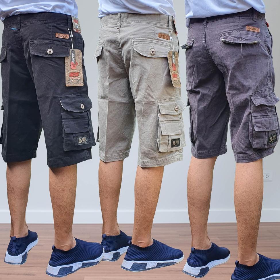 RECOMENDED Celana Cargo Pendek Pria Kimpul Cowok Dewasa Distro Casual Hitam Abu Mocca Cream Merk Dov