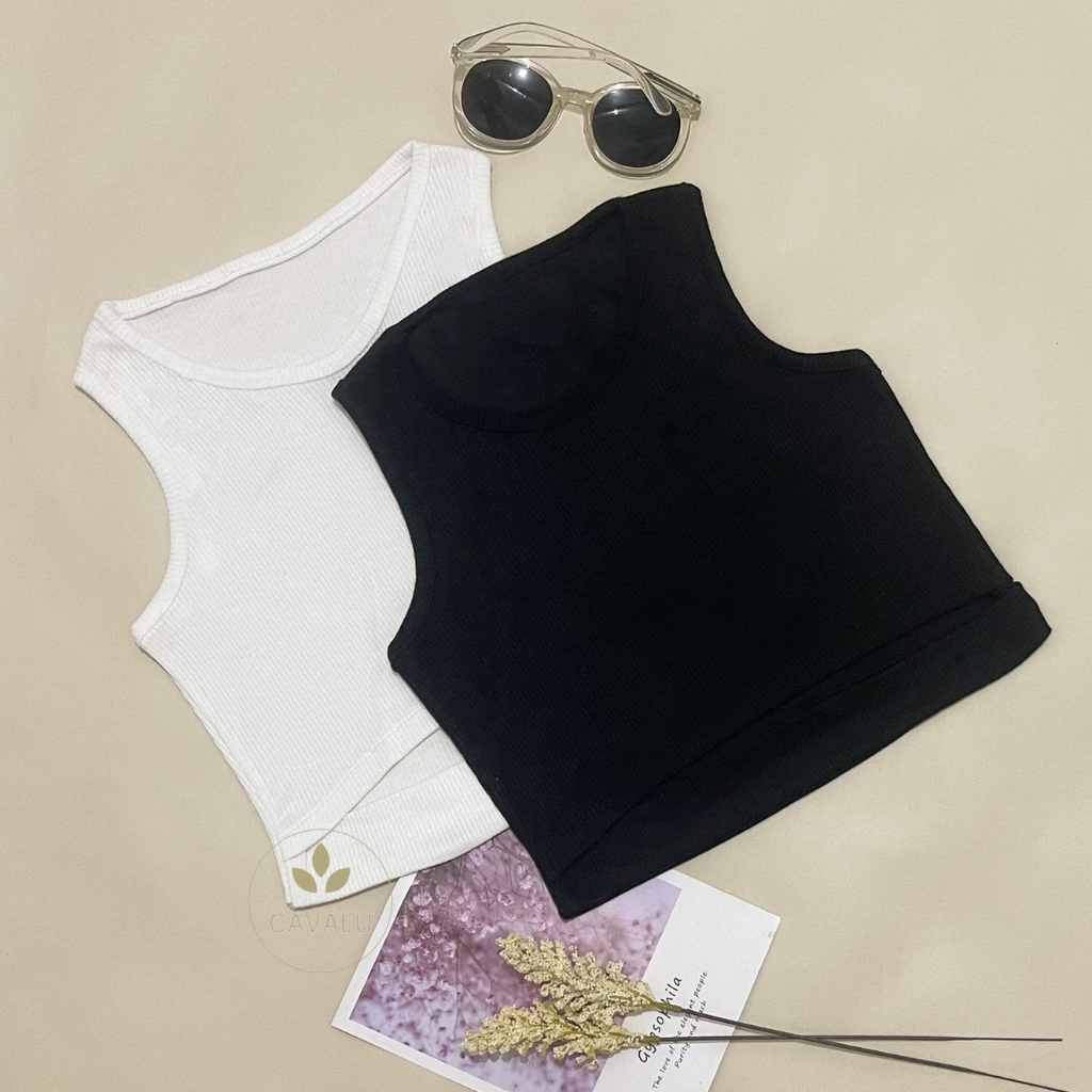 CAVALU Korean Knit Tank Top Crop Top Korea Rajut 167