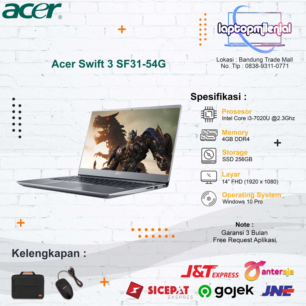 Acer Swift 3 Intel Core i3-7020u SSD 256GB Nvidia MX150 2GB 14&quot; FHD