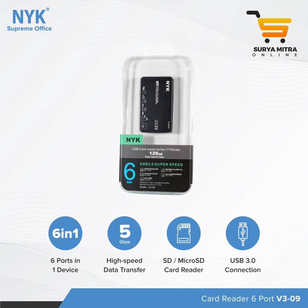 Card Reader NYK 6 SLOT Usb 3.0 C3-09 V3-09  NYK Card Reader 6 Slot