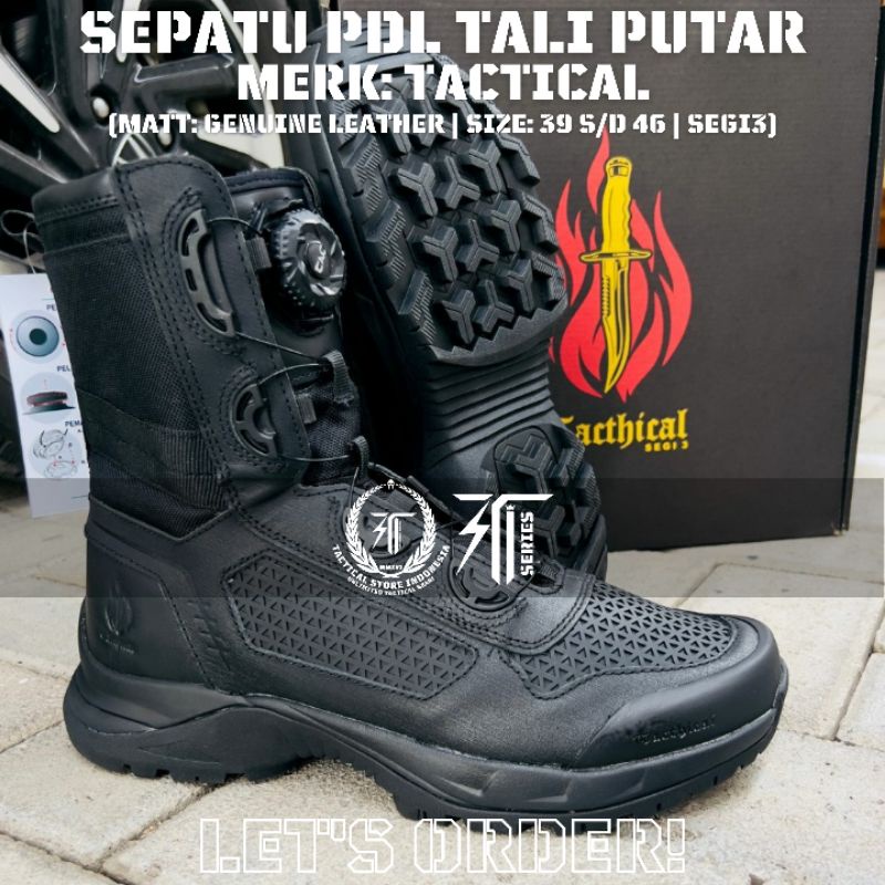 Sepatu PDL Tali Putar Merk Tactical / Tacthical - Libra / Jaring / Segi 3