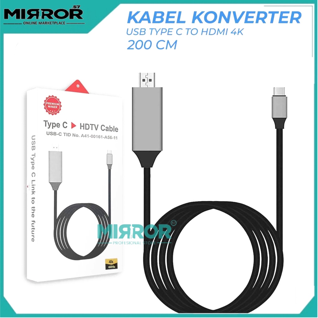 Kabel Konverter USB Type C to HDMI 4K 2 Meter