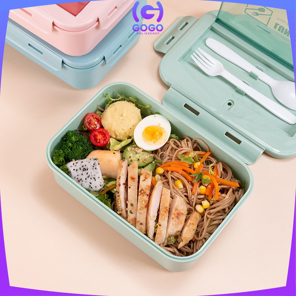 GOGO-C450 Lunch Box Set Tempat Makan Dengan Sendok Food Grade / Kotak Bekal Makanan Bento Box Portable