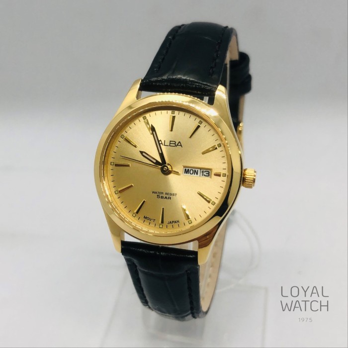 Jam Tangan Alba Wanita AN8092 Gold Hitam Original Garansi Resmi