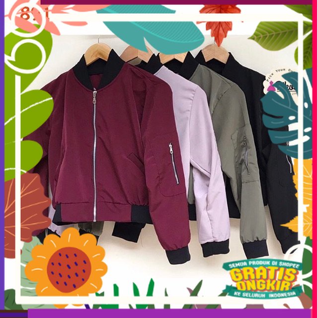 Jaket bomber cewek / bomber wanita murah / jaket cewek polos / bomber pullandbear bomber korea /1891