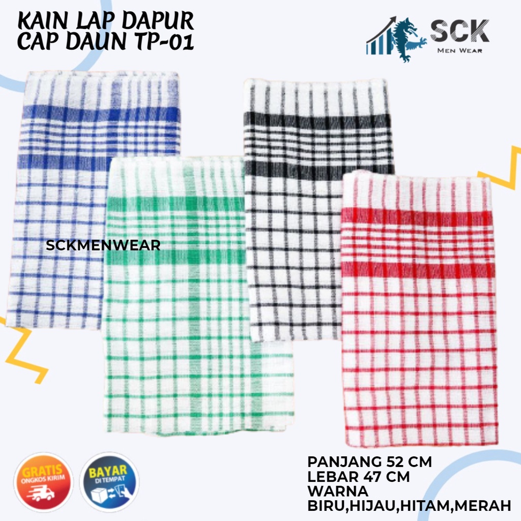 [ISI 3] Serbet CAP DAUN TP-01 / LAP DAPUR MAKAN MOTIF KOTAK KAIN KATUN - sckmenwear GROSIR