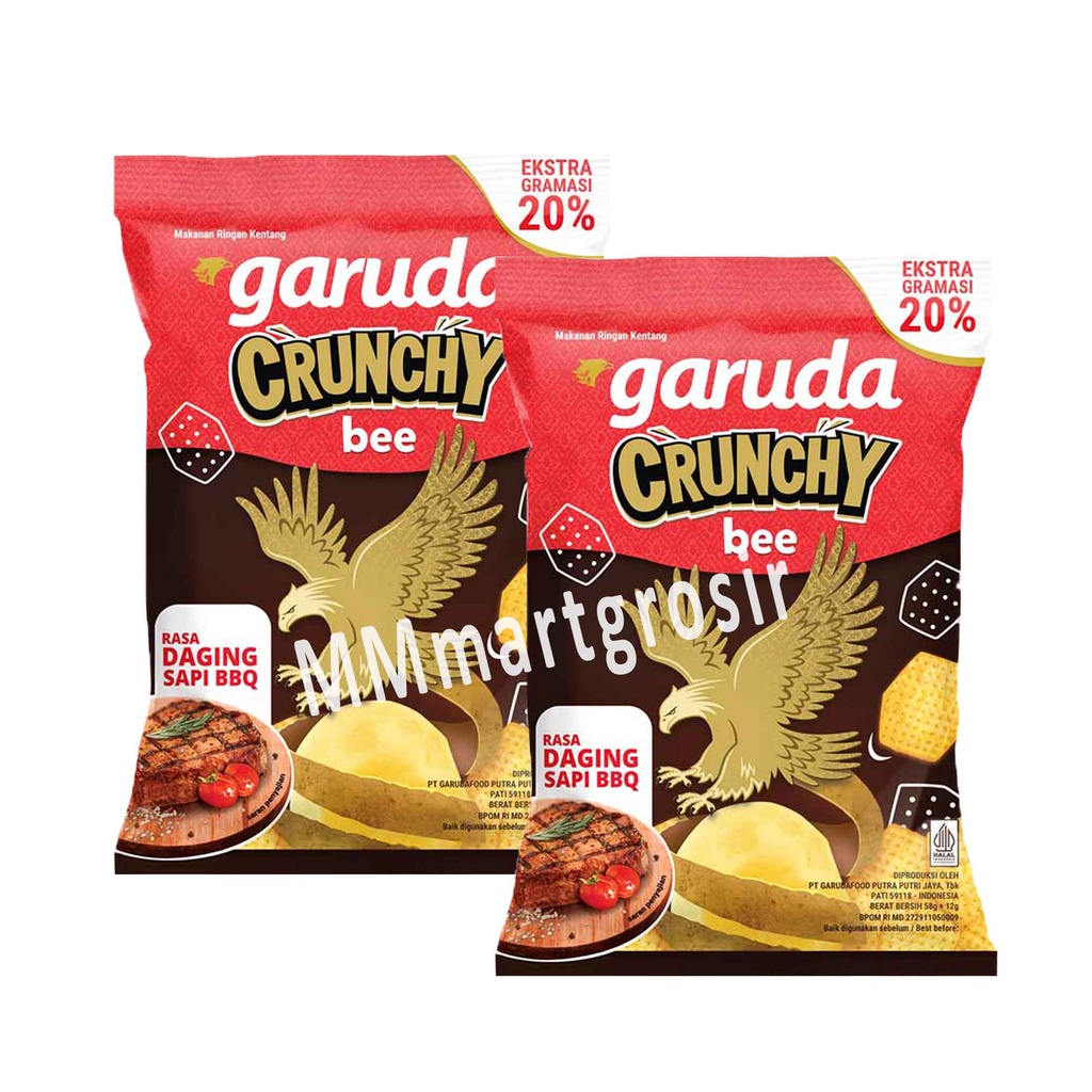 Garuda Crunchy Bee/ Snack Kentang/ Rasa Daging Sapi BBQ/58g+12g