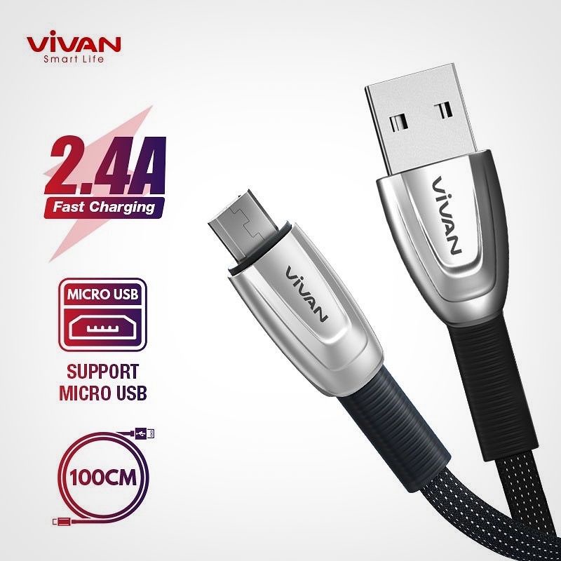 Original Vivan Kabel Data Micro Usb 2.4A Fast Data Sync Dan Charging Cable Data Usb Micro [B-TKM]