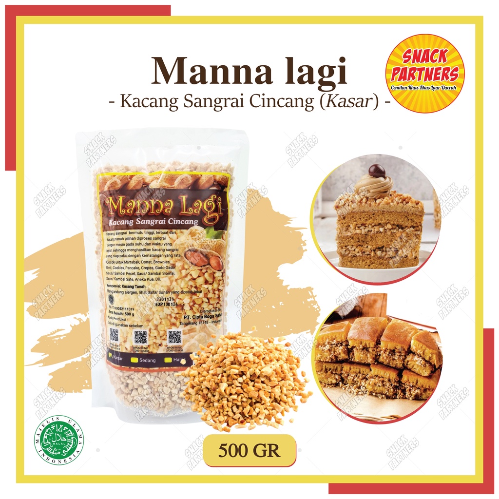 

MANNA LAGI Kacang Sangrai Cincang Kasar 500 GR - Diced Peanut / Kacang Tanah Cacah - Topping Kue Roti Cake Minuman Makanan Nougat - Mana Lagi ManaLagi 500gr