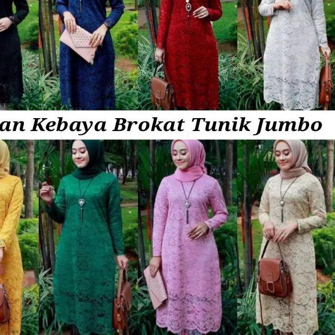 ✯ Atasan kebaya brokat tunik jumbo / kebaya tunik hitam /kebaya tunik navy /kebaya brokat ☈