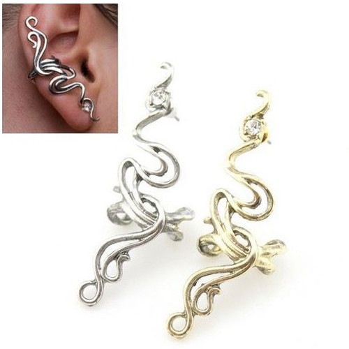 Klip Telinga Tanpa Tindik | Anting Hook Bentuk Daun | Aksesoris Wanita | Sendok Garpu Bahan Stainless Steel