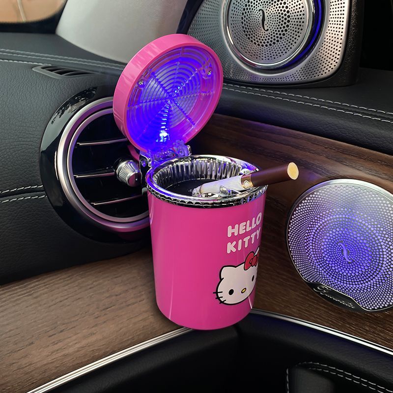 Asbak Mobil Cute ins Ashtray with Cover LED Interior Asbak Kreatif Stopkontak Udara Gantung Unik