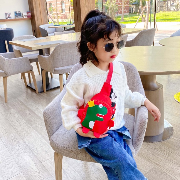 Tas Selempang Anak Laki Laki Perempuan Fashionable Korean Style Karakter Dinosaurus