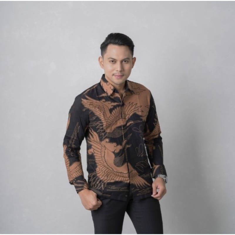 KEMEJA BATIK CAKRA MERAH MODEL TERBARU FUL PURING KAIN HALUS TIDAK LUNTUR