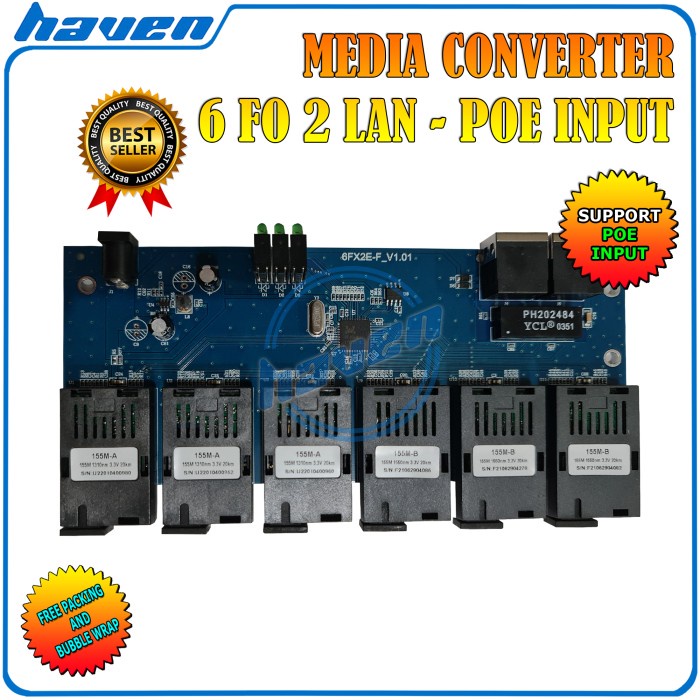 Media Converter 6 Port FO 2 Port LAN POE 10/100 Converter 6 FO 2 LAN