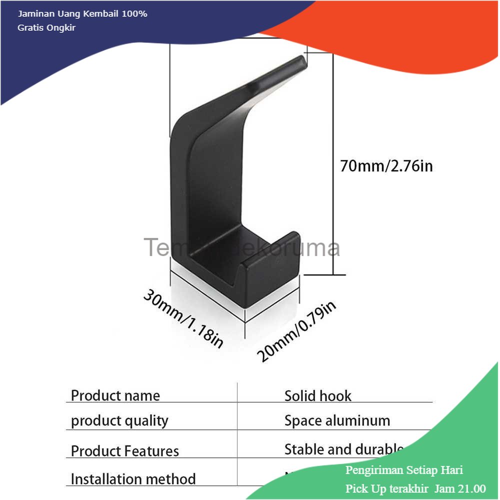 TD - SKT CRMBO Gantungan Dinding Kapstok Hook Hanger Aluminium 5 PCS - CR306