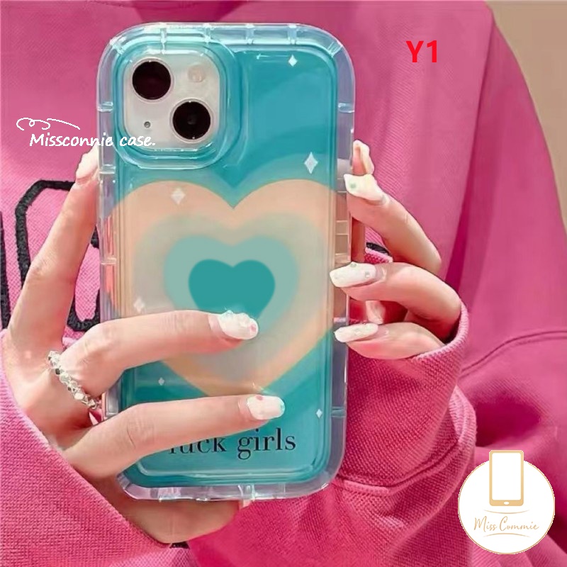 IPHONE Ins Gradien Sweet Love Heart Clear Case Kompatibel Untuk Iphone11 13 12 14 Pro Max7 6 Plus X XR 6s 8plus XS Max SE 2020 Nagita Color Airbag Shockproof Soft Tpu Back Cover