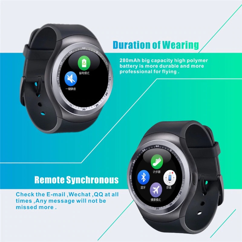 BIDEN Jam Tangan Pria/Wanita Anti Air Smart Watch Y1 Round Dial Multi-function Display Olahraga Santai Gaya Smart Watch