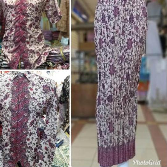 ♥ COUPLE BATIK / ROK PLISKET / ROK DUYUNG / ROK LILIT MOTIF BUNGA TANJUNG PINK ✾