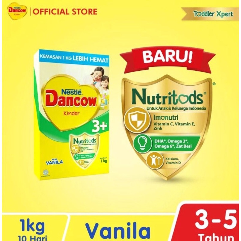 

Nestlé DANCOW 3+ Imunutri Vanila 3-5 Tahun 1kg | Nestle Dancow Advanced Excelnutri+ | Nutritods 3+ Vanila 1000gr - Susu Pertumbuhan Tahap 3 Plus (3-5 Tahun)