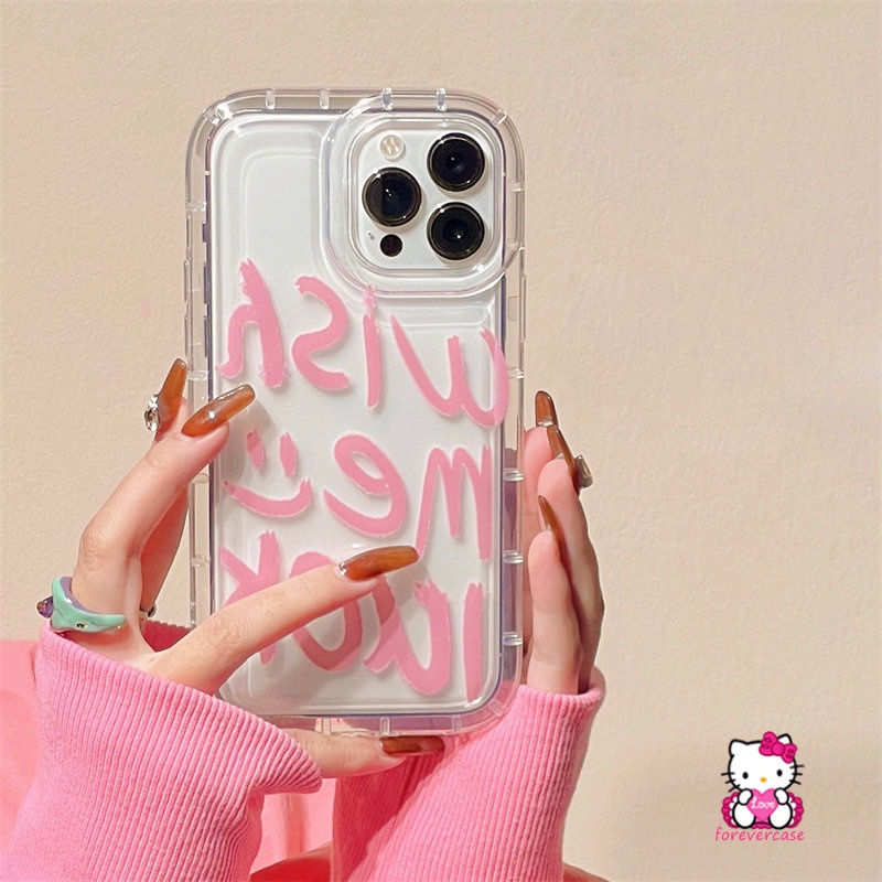 IPHONE Case Kompatibel Untuk Iphone11 13 14 12 Pro MAX 7Plus 8Plus 6 6S 78 Plus XR X XS MAX Ins Fashion Graffiti Huruf Lembut TPU Anti Jatuh Shockproof Airbag Phone Cover
