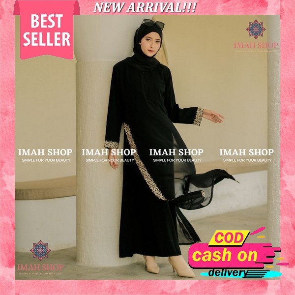 Bisa Cod (Gamis Abaya Hikmat Kw Premium Gamis Abaya Hitam Terbaru Toko Alfi Model Elegan Dan Mewah B