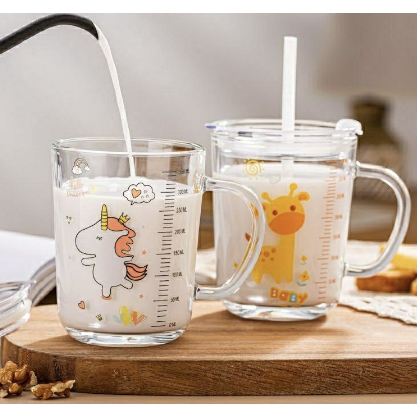 Gelas Minum Anak Susu Jus Air / Mug Tumbler Lucu GRATIS SEDOTAN / gelas ukur