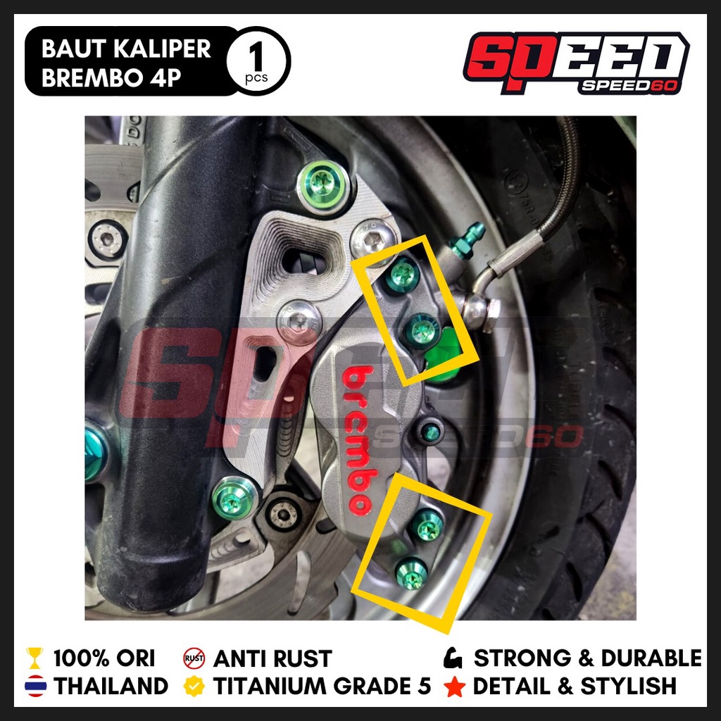 Baut Kaliper Brembo Original Baut Titanium Grade 5 Thailand King Nut