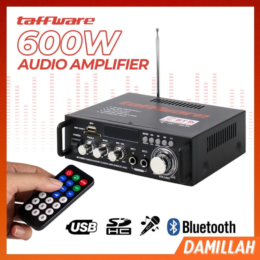 Power Ampli Amplifier Bluetooth 600W Karaoke Home Theater FM Radio Damillah