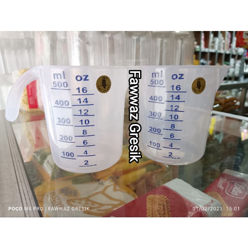 Gelas Takar Ukur Plastik 500ml / Gelas Takaran Kue Cake Masak Measuring Cup 500 ml