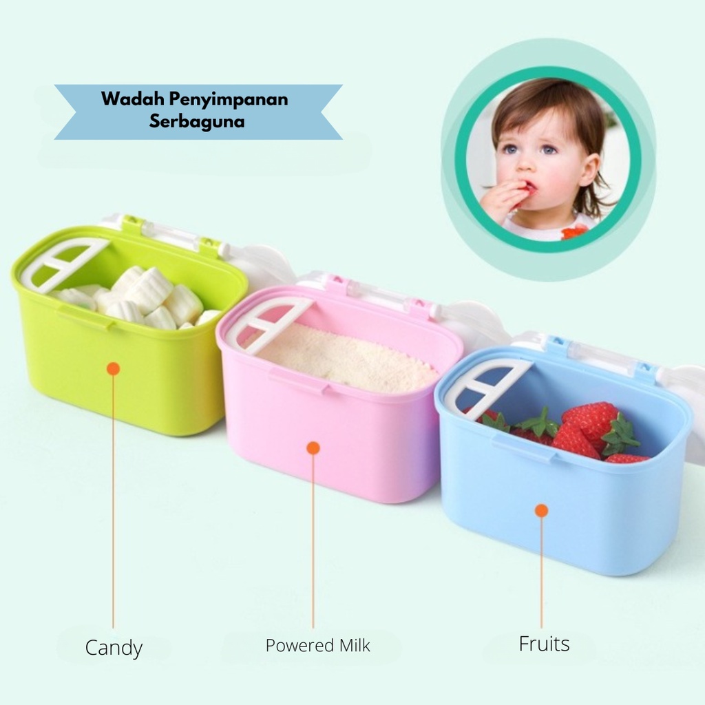 Tempat Kotak Wadah Penyimpanan Susu Bubuk Bayi Portabel Sealed Anti Tumpah