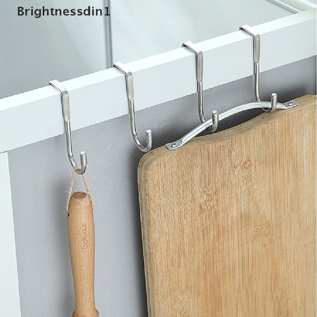 [Brightnessdin1] 304kait Stainless Steel Gratis Punching Double S-Shape Hook Dapur Kamar Mandi Pintu Lemari Belakang Tipe Mantel Handuk Penyimpanan Gantungan Butik