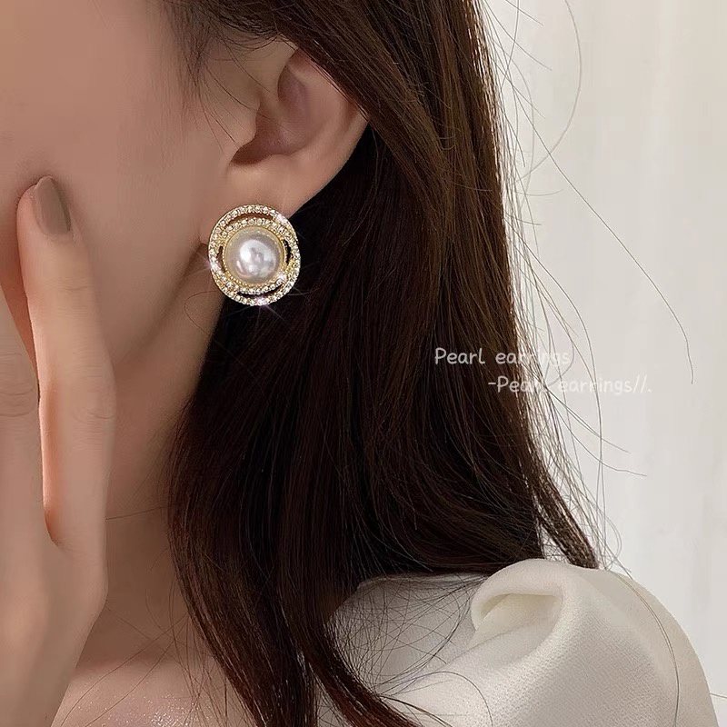 Anting Mutiara Berlian Emas Anting Kotak Lapis Emas2023Aksesoris Baru