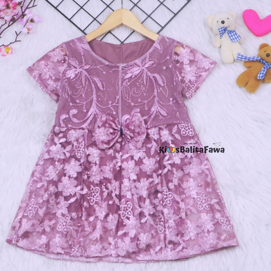 Serbuu Dress Icha Brukat uk Bayi - 8 Tahun / Dres Brokat Anak Perempuan Gaun Brukat Pesta Baju Import Baby Cewek