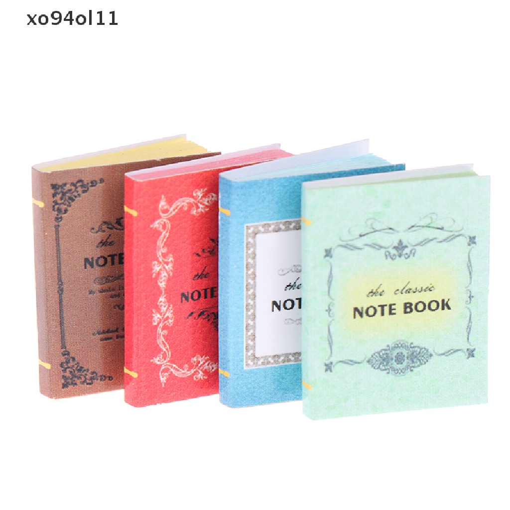 Xo 4Pcs/set 1: 12rumah Boneka Miniatur Buku Kertas Notebook Model Dekorasi Rumah Boneka OL