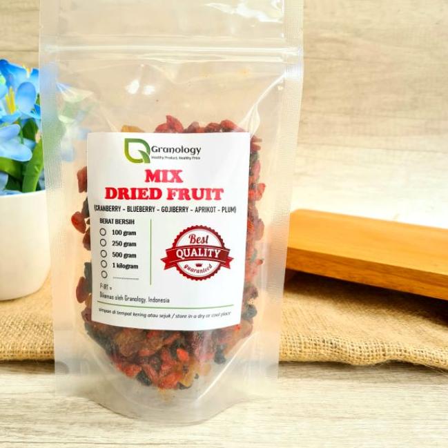 

♦ Mix Fruit 250 gram (Blueberry, Cranberry, Gojiberry, Aprikot dan Plum) by Granology ❋
