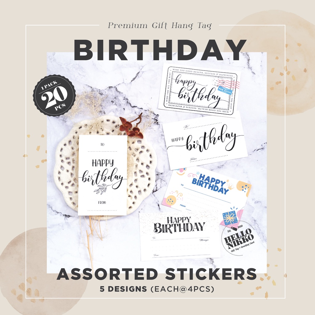 

Sticker Birthday assorted kid label gift tag - Hang tag kartu ucapan kado sticker hampers parcel box dus ultah natal christmas cny ramadan lebaran