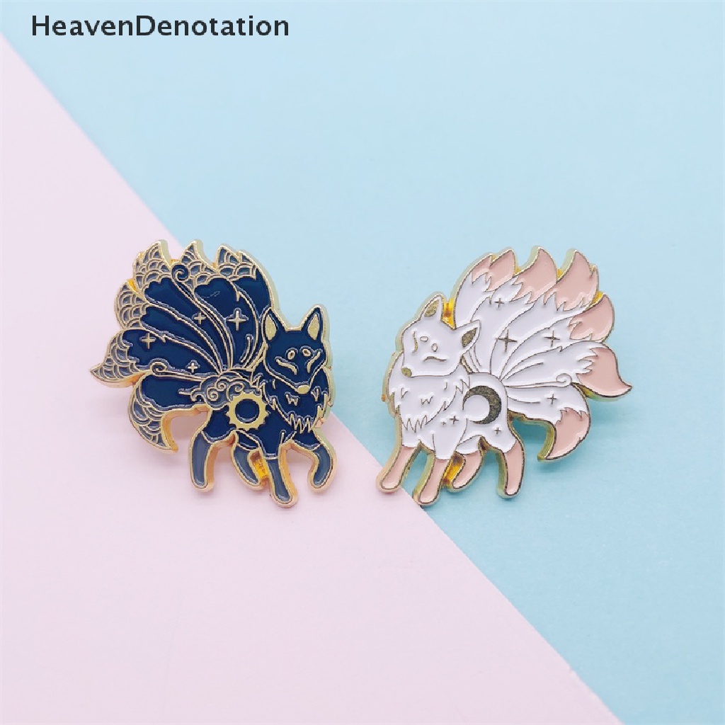 [HeavenDenotation] Kartun Hewan Lucu Enamel Pin Hitam Putih Fox Bros Pin Lencana Baju Tas Aksesoris Wanita Perhiasan Hadiah HDV