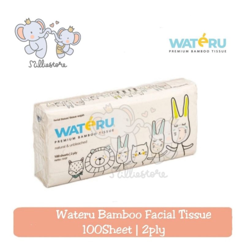 Wateru Premium Bamboo Facial Tissue 100's