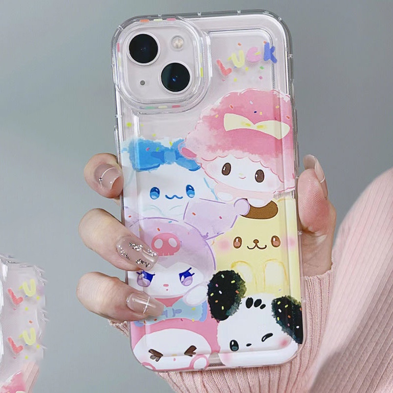 IPHONE Casing Ponsel Lembut Lucu Kompatibel Untuk Iphone14 13 11 12 Pro XS Max X XR 7 8 Plus Casing Transparan TPU Silikon Shockproof Cover