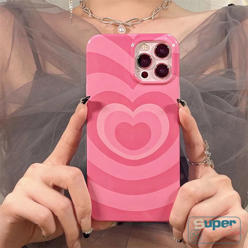 IPHONE  Casing Ponsel Pink Rose Merah Glossy Kompatibel Untuk Iphone7 8 Plus XR X XS 11 14 13 12 Pro Max Max SE 2020 Gradiasi Cinta Hati Halus Lembut Tpu Silicon Back Cover Cases