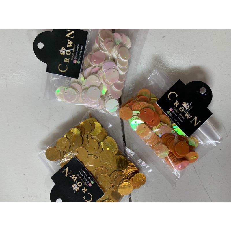 PAYET COIN DOLLAR PIRING SEQUIN JAHIT BULAT FLAT (lubang samping)