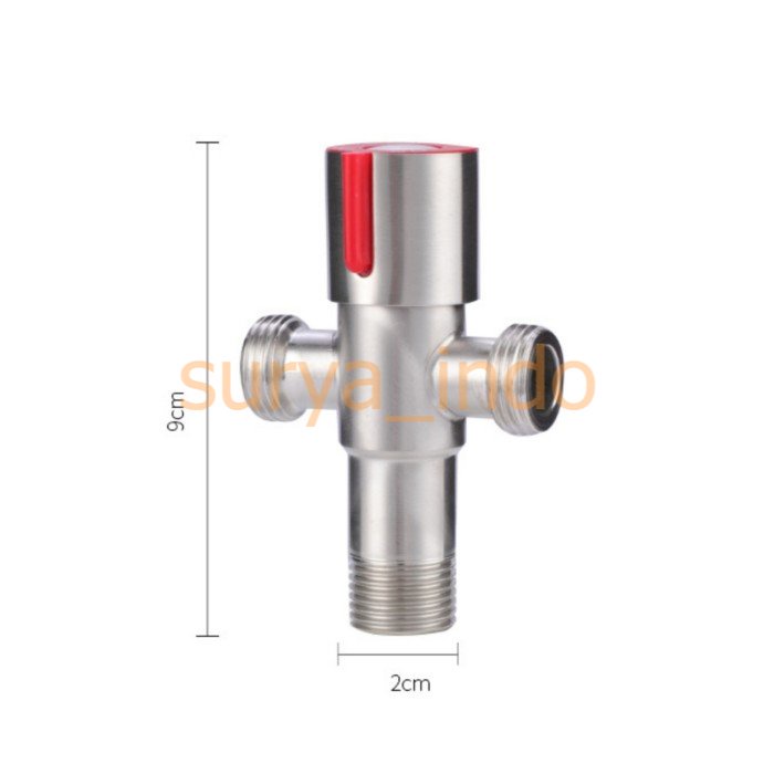 STOP KRAN T / TEE KLOSET 1/2&quot; STOPKRAN CABANG TOILET SINK MERAH SUS304