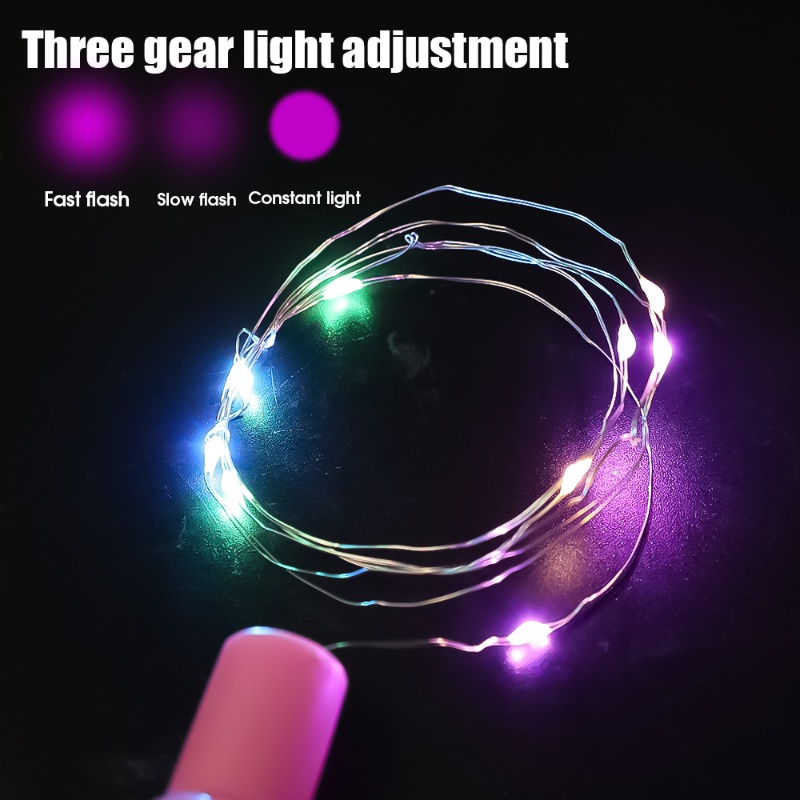 1pc String Lampu Kedip LED Tenaga Baterai Dengan Pegangan/DIY Bobo Balon Buket Berliku Lampu Warna-Warni/Lampu Dongeng Hias Romantis