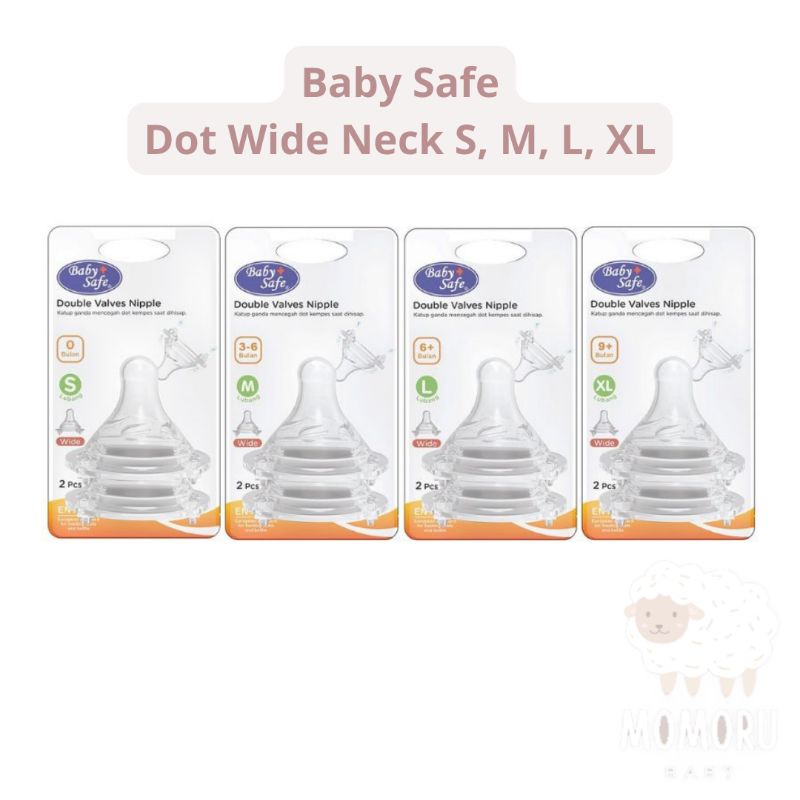 Baby Safe Dot Nipple Wide Neck Isi 2 Dot Botol Susu Babysafe